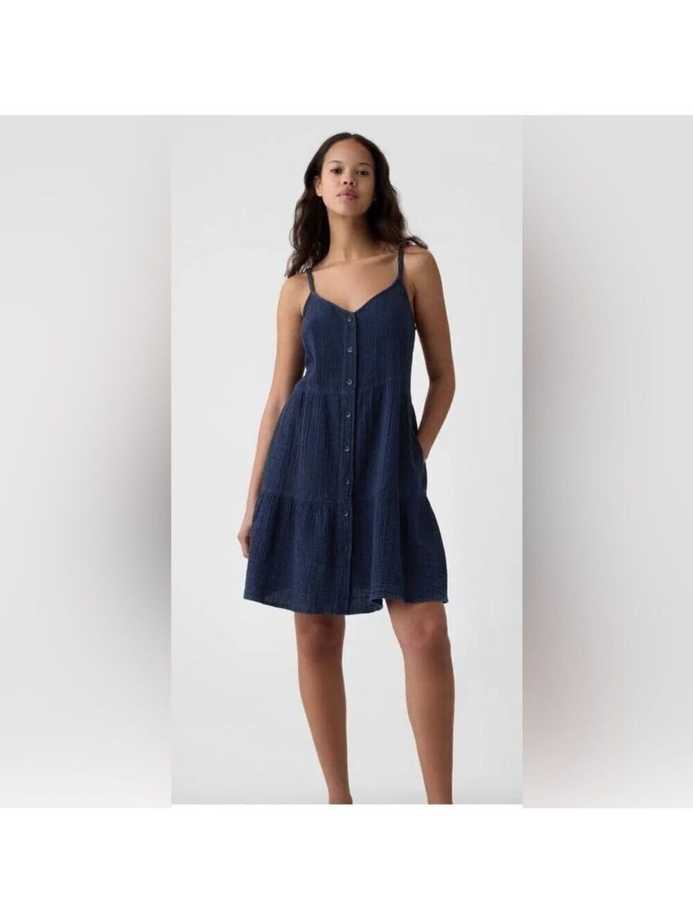 Gap Crinkle Gauze Beachy BoHo Tiered Vacation Summer Vacation Mini Dress XS